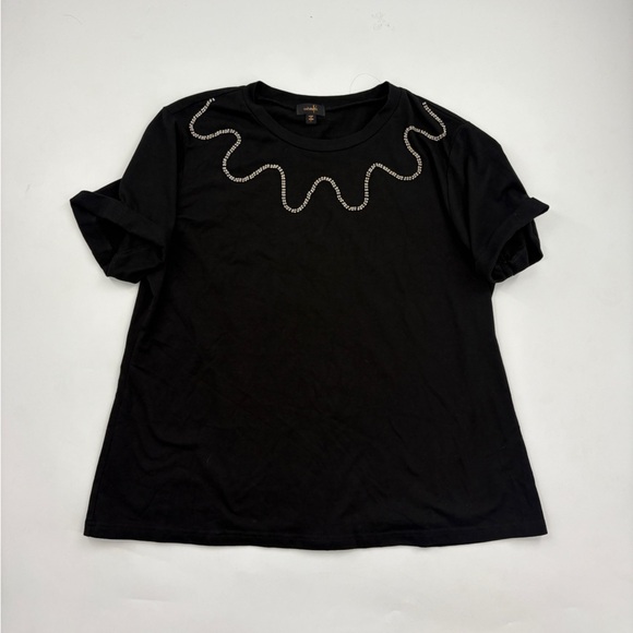 ont welfth Tops - Ortworth Black Rhinestone Embellished T-Shirt Women’s Size Large